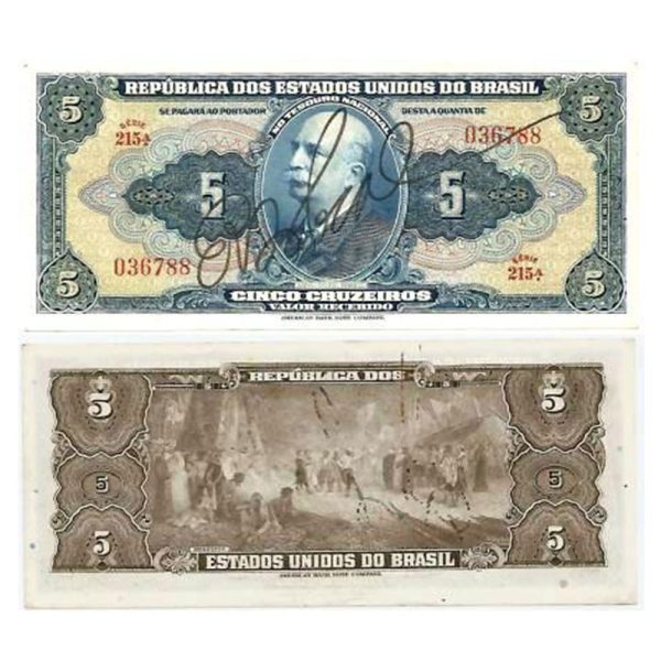 C017 - 5 Cruzeiros - Autografada - 1943 - FE