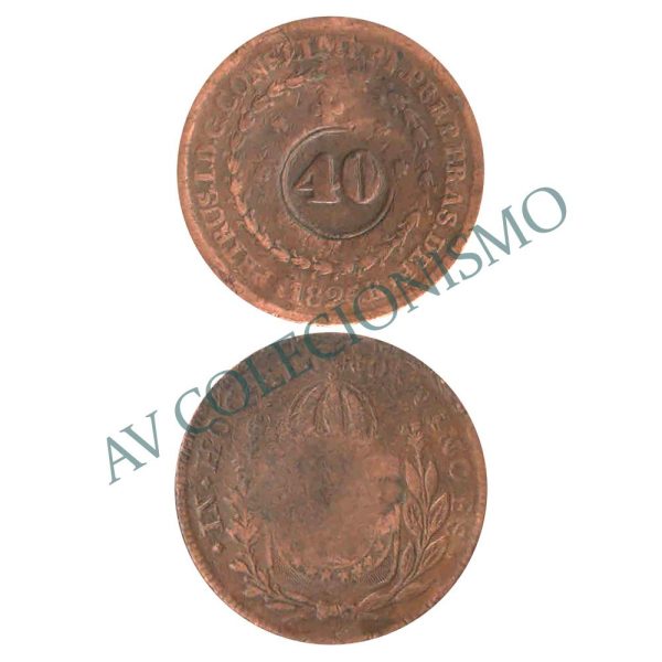 MCU 568 - Moeda 80 réis com carimbo de 40 - 1826