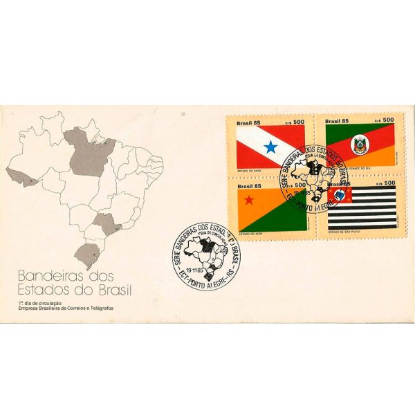 FDC384 - Bandeiras dos Estados do Brasil - 1985