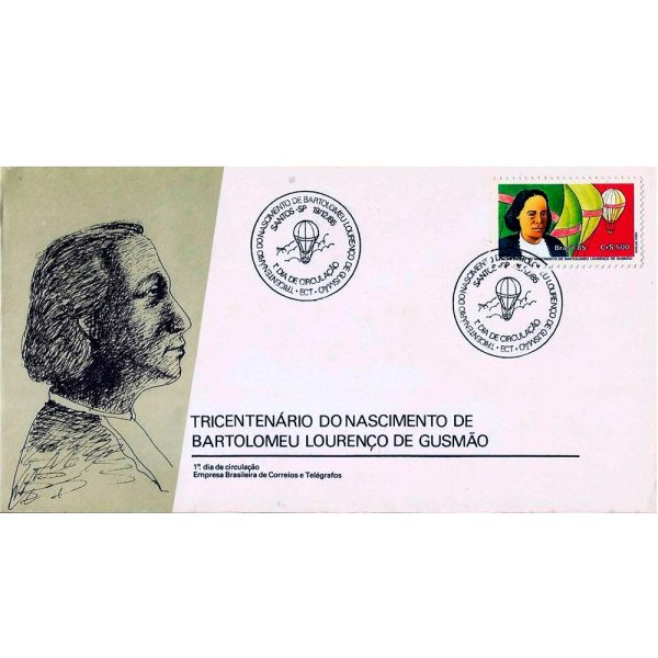 FDC387 - Tricentenário do nascimento de Bartolomeu Lourenço Gusmão - 1985