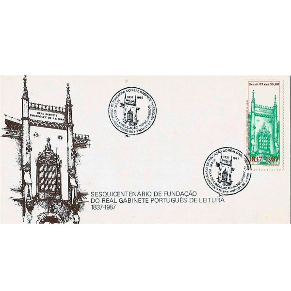 FDC427 - 150 Anos do Real Gabinete Português de Leitura - 1987