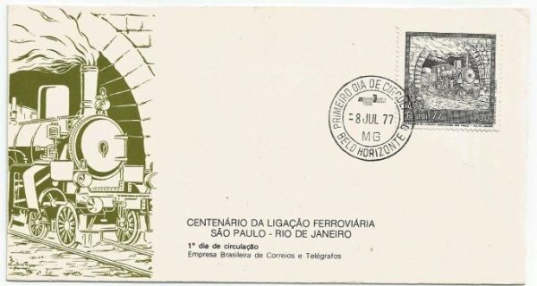 FDC123CPD - Centenário da Ligação Ferroviária São Paulo-Rio de Janeiro - 1977
