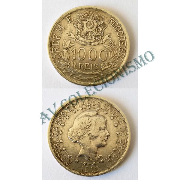 MPR 702 - Moeda 1000 réis - Prata - 1912 - Estela Ligada - MBC