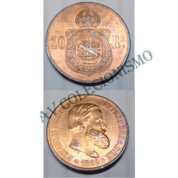 MBZ 788 - Moeda 20 Réis - Bronze - 1869 - SOB - Com Ponto