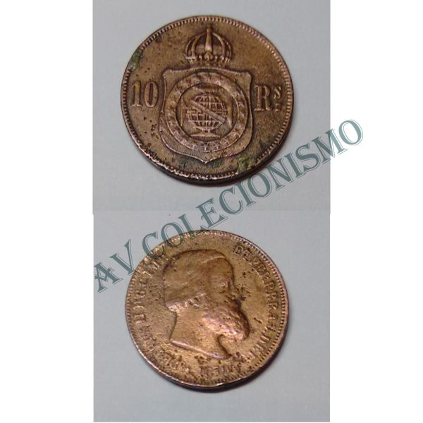 MBZ 786 - Moeda 10 Réis - Bronze - 1870 - MBC