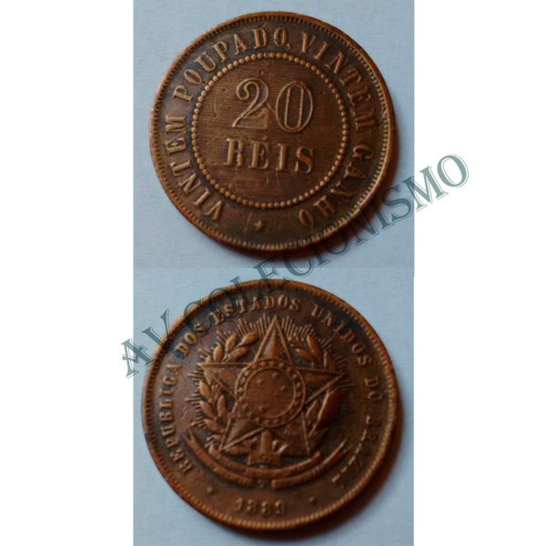 MBZ 798 - Moeda 20 Réis - Bronze - 1889 - MBC
