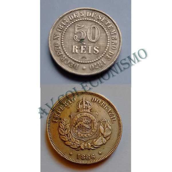 MNI 002 - Moedas 50 réis - 1886 - MBC
