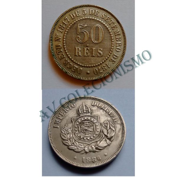 MNI 002 - Moedas 50 réis - 1886 - SOB