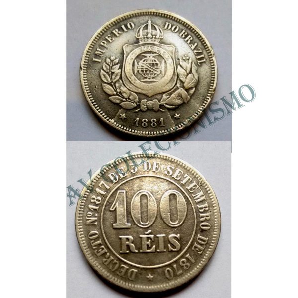 MNI 014 - Moeda 100 réis - Niquel - 1881 -  MBC
