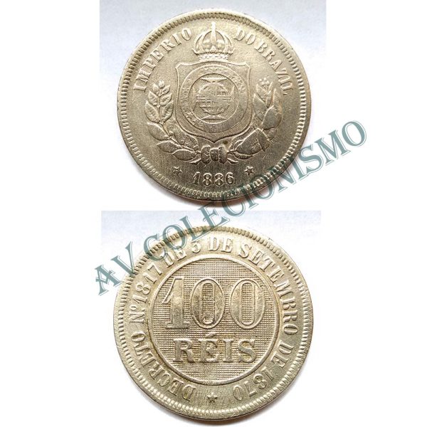 MNI 019 - Moeda 100 réis - Niquel - 1886 - MBC