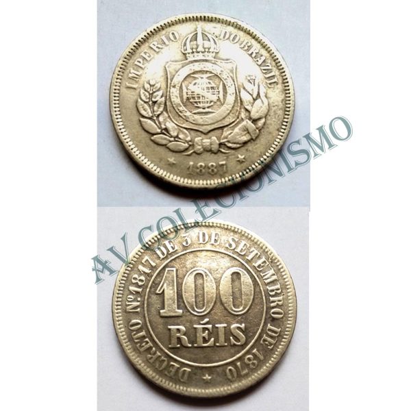 MNI 020 - Moeda 100 réis - Niquel - 1887 - MBC