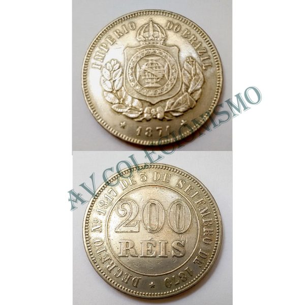 MNI 023 - Moeda 200 réis - Níquel - 1871 - MBC