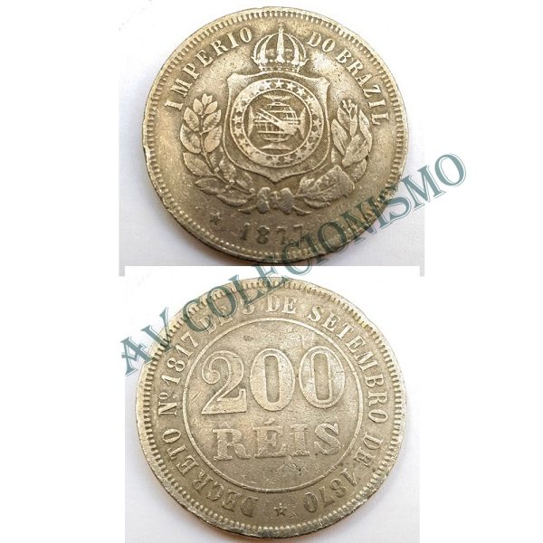 MNI 027 - Moeda 200 réis - Níquel - 1877 - MBC