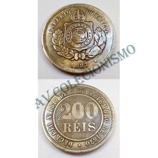 MNI 033 - Moeda 200 réis - Níquel - 1887 - MBC