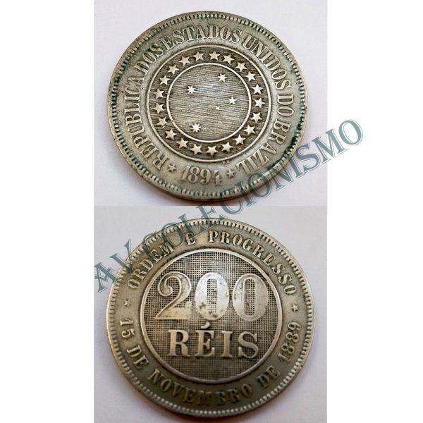MNI 038 - Moeda 200 réis - Níquel - 1894 - MBC