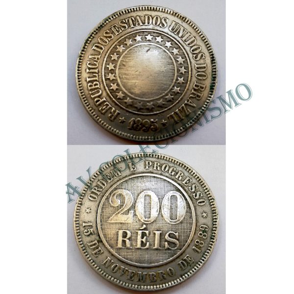 MNI 039 - Moeda 200 réis - Níquel - 1895 - MBC