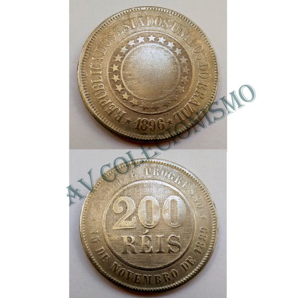 MNI 040 - Moeda 200 réis - Níquel - 1896 - MBC