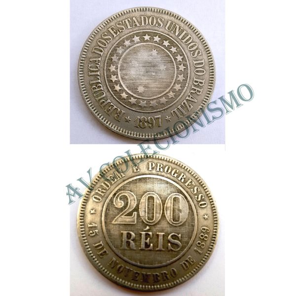 MNI 041 - Moeda 200 réis - Níquel - 1897 - MBC