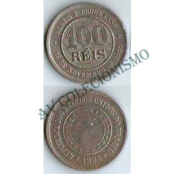 MNI 047 - Moeda 100 réis - Níquel - 1894 - MBC