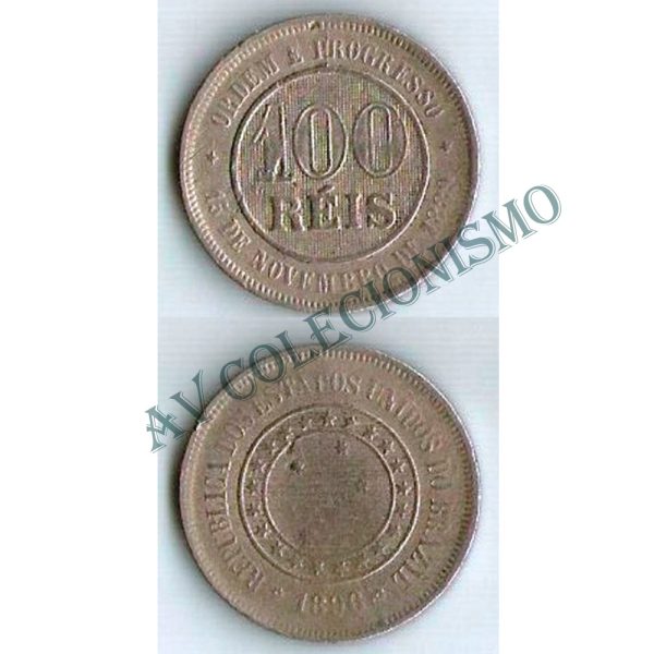 MNI 049 - Moeda 100 réis - Níquel - 1896 - MBC