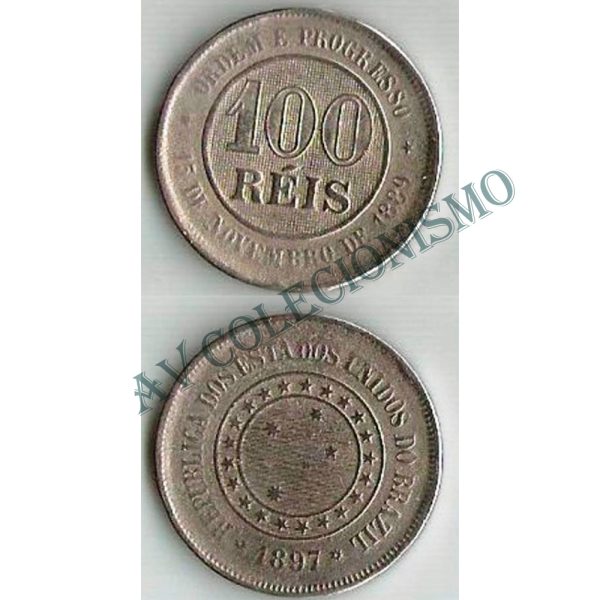 MNI 050 - Moeda 100 réis - Níquel - 1897 - MBC