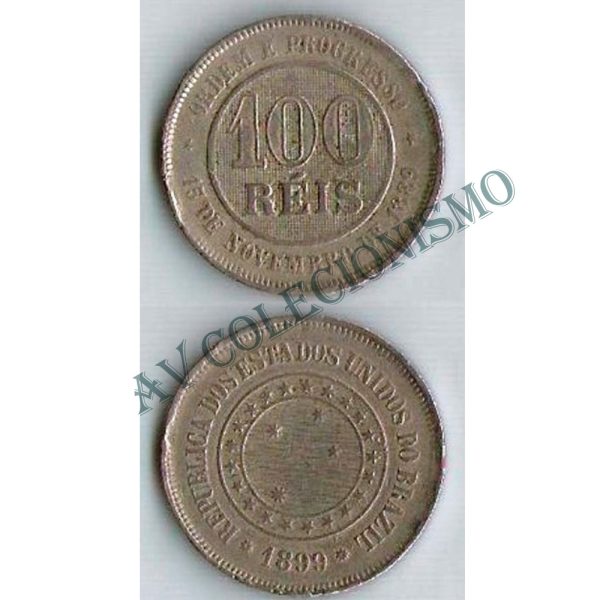 MNI 052 - Moeda 100 réis - Níquel - 1899 - MBC