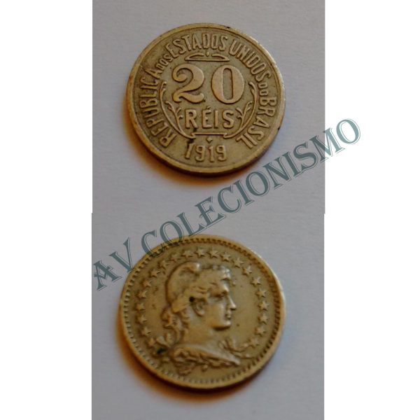 MNI 059 - Moeda 20 réis - Níquel - 1919 - MBC
