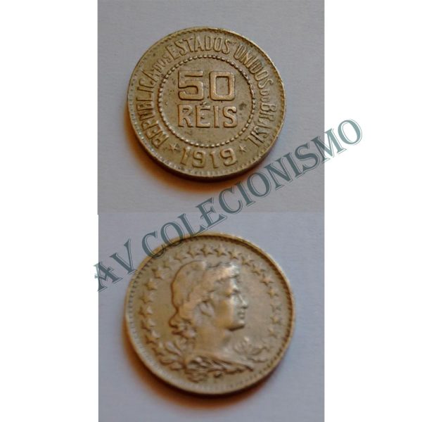 MNI 065 - Moeda 50 réis - Níquel - 1919 - SOB