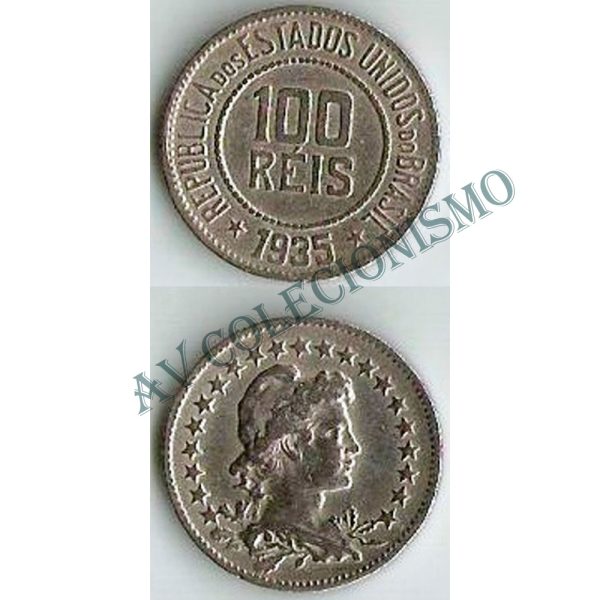 MNI 090 - Moeda 100 réis - Níquel - 1935 - SOB