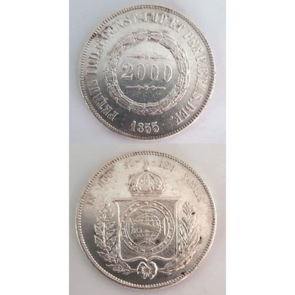 MPR 617 - Moeda 2000 réis - Prata - 1855 - SOB