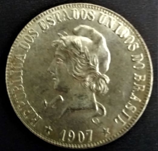 MPR 696c - Moeda 2000 réis - Prata - 1907 - FC- "O" ABERTO