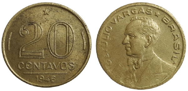 MVM 188 - Moeda 20 centavos - Bronze-Alumínio - 1946 - Getúlio Vargas - SOB