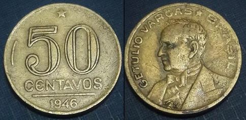 MVM 195 - Moeda 50 centavos - Bronze-Alumínio - 1946 - Getúlio Vargas - SOB