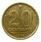 MVM 212 - Moeda 20 centavos - Bronze-Alumínio - 1954 - Ruy Barbosa - SOB