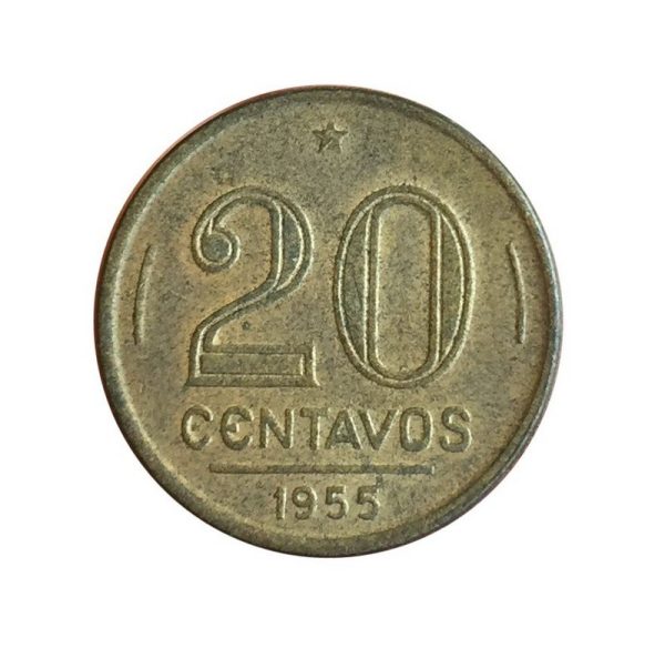 MVM 213 - Moeda 20 centavos - Bronze-Alumínio - 1955 - Ruy Barbosa - SOB