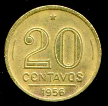 MVM 214 - Moeda 20 centavos - Bronze-Alumínio - 1956 - Ruy Barbosa - SOB