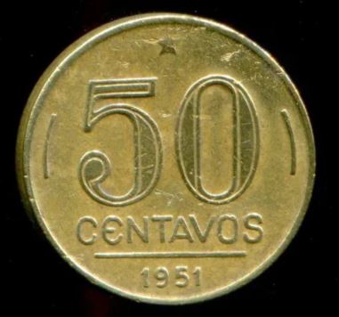 MVM 218 - Moeda 50 centavos - Bronze-Alumínio - 1951 - General Eurico Gaspar Dutra - SOB
