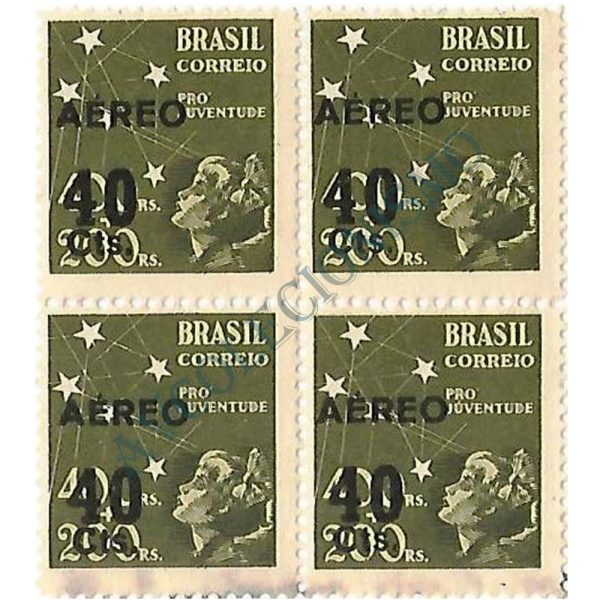 QA0053 - Selo "Pró-Juventude" de 1940, sobrecarga preta - 1944 - MINT