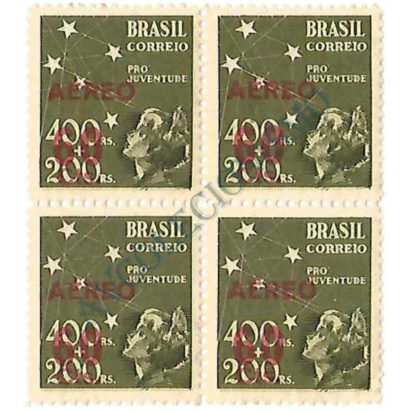 QA0054 - Selo "Pró-Juventude" de 1940, sobrecarga vermelha - 1944 - MINT