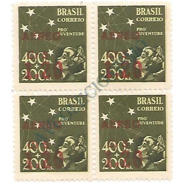 QA0056 - Selo "Pró-Juventude" de 1940, sobrecarga vermelha - 1944 - MINT