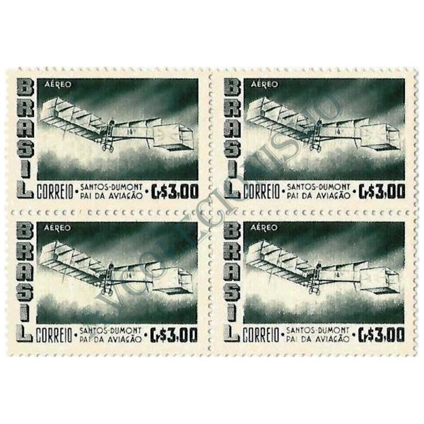 QA0080 - Santos Dumont - Cr$3,00 - 14 Bis verde - 1956 - MINT