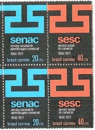 QC0715-716 - 25 anos do SENAC - SESC - SE-TENANT - 1971 - MINT