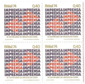 QC0835 - Homenagem aos meios de comunicação: Imprensa, Rádio e TV - 1974 - MINT