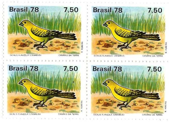 QC1036 - Proteção à Fauna - Pássaros Brasileiros - Sicalis flaveola - 1978 - MINT
