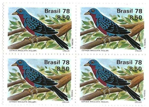 QC1037 - Proteção à Fauna - Pássaros Brasileiros - Cotinga - 1978 - MINT