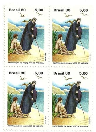 QC1176MINT- Beatificação do Padre José da Achieta - Anchieta e Índio - 1980 -MINT