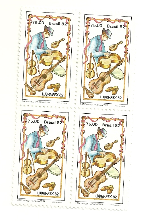 QC1281MINT - Lubrapex 82 - IX Exposição Filatélica Luso Brasileira - Curitiba Fandango Paranaense - Instrumentos - 1982 - MINT