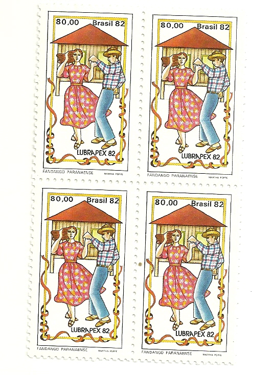 QC1282MINT - Lubrapex 82 - IX Exposição Filatélica Luso Brasileira - Curitiba Fandango Paranaense - Casal - 1982 - MINT