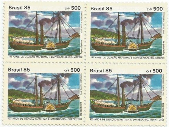 QC1487MINT - 150 anos da Ligação Marítima e Empresarial Rio-Niterói - 1985 - MINT