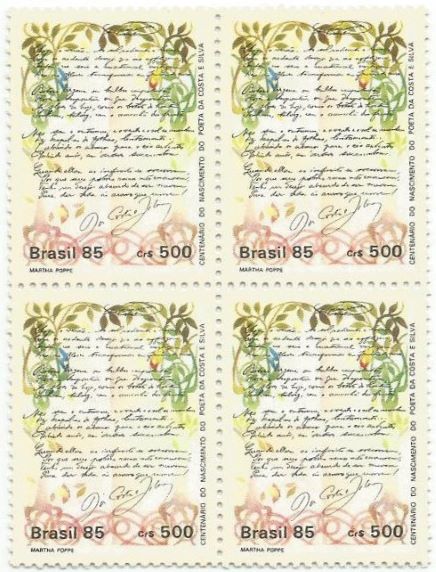 QC1505MINT - CENTENÁRIO DO NASCIMENTO DO POETA COSTA E SILVA - 1985 - MINT